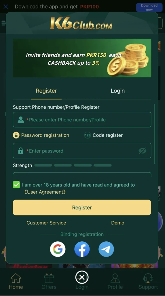 K6 Club Game Registration